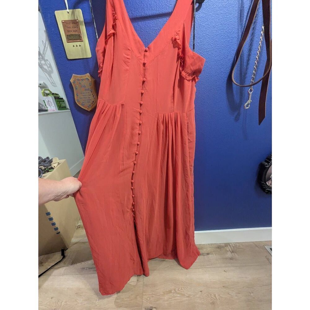 City Chic Maxi Dress Saffron Coral-Peach Button-Front Boho Plus Size 16 0X NWT - Picture 6 of 6
